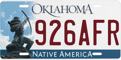 OK license plate 926AFR