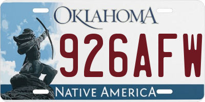 OK license plate 926AFW