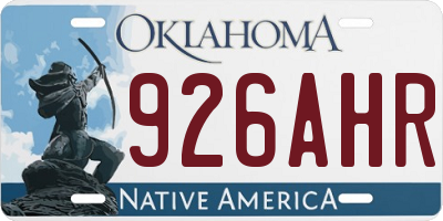 OK license plate 926AHR