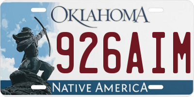 OK license plate 926AIM