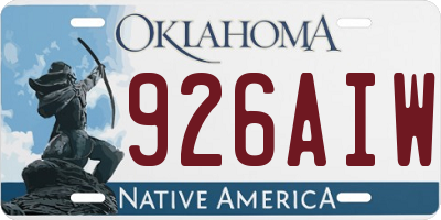 OK license plate 926AIW