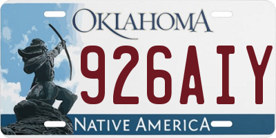 OK license plate 926AIY