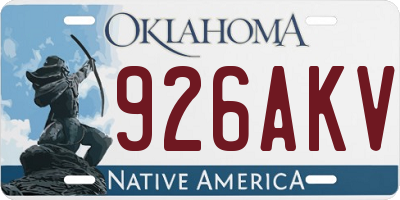 OK license plate 926AKV