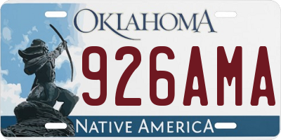 OK license plate 926AMA