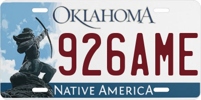 OK license plate 926AME