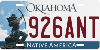 OK license plate 926ANT