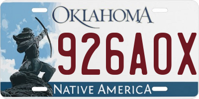 OK license plate 926AOX