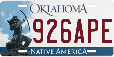 OK license plate 926APE