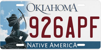OK license plate 926APF