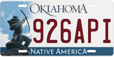 OK license plate 926API