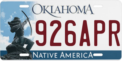 OK license plate 926APR