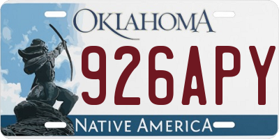OK license plate 926APY