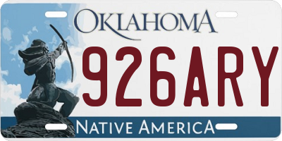 OK license plate 926ARY