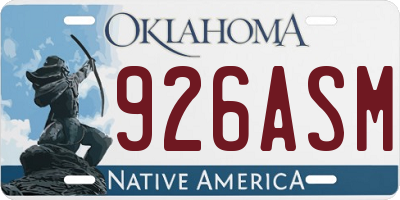OK license plate 926ASM