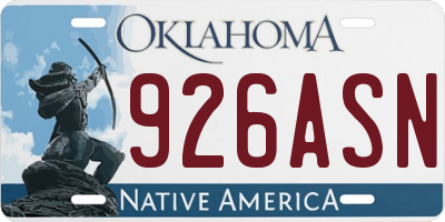 OK license plate 926ASN