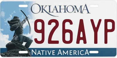 OK license plate 926AYP