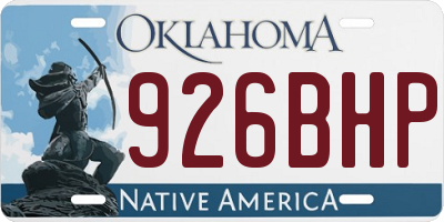 OK license plate 926BHP