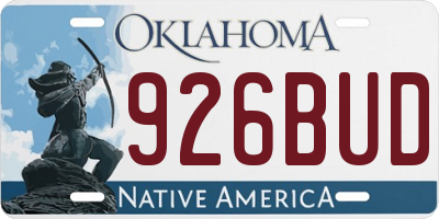 OK license plate 926BUD