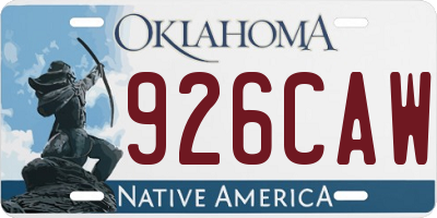 OK license plate 926CAW