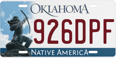 OK license plate 926DPF