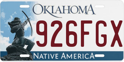 OK license plate 926FGX