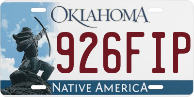OK license plate 926FIP