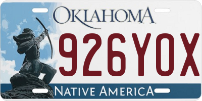OK license plate 926YOX