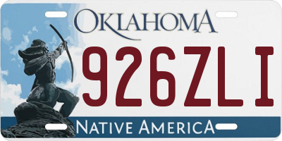 OK license plate 926ZLI