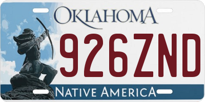 OK license plate 926ZND