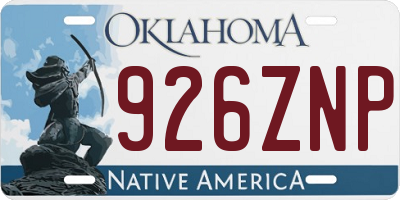 OK license plate 926ZNP