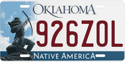 OK license plate 926ZOL
