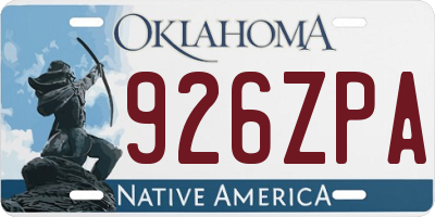 OK license plate 926ZPA
