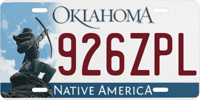 OK license plate 926ZPL