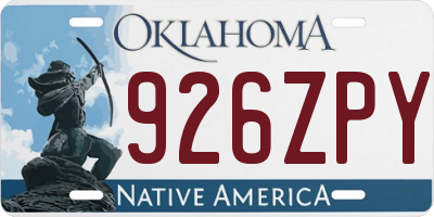 OK license plate 926ZPY