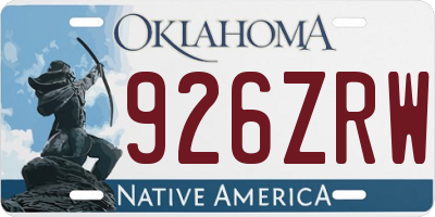 OK license plate 926ZRW