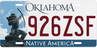 OK license plate 926ZSF