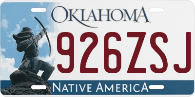 OK license plate 926ZSJ