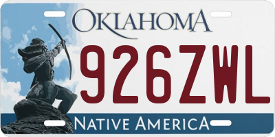 OK license plate 926ZWL