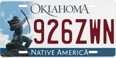OK license plate 926ZWN