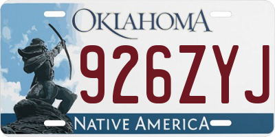 OK license plate 926ZYJ