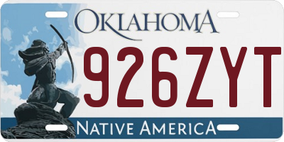 OK license plate 926ZYT