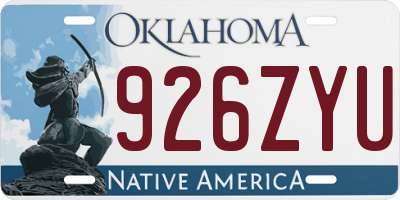 OK license plate 926ZYU