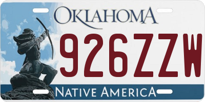 OK license plate 926ZZW