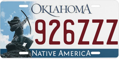 OK license plate 926ZZZ