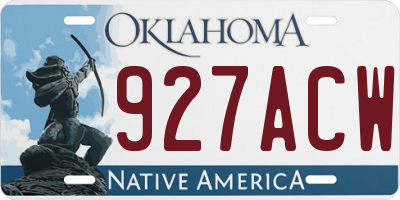 OK license plate 927ACW