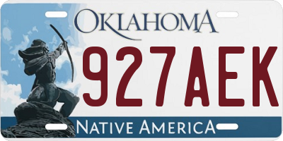 OK license plate 927AEK