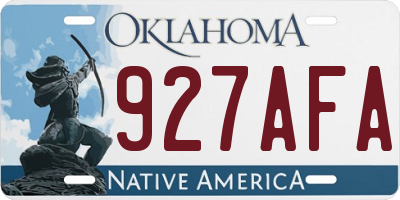 OK license plate 927AFA