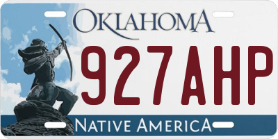 OK license plate 927AHP