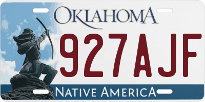 OK license plate 927AJF