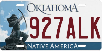 OK license plate 927ALK